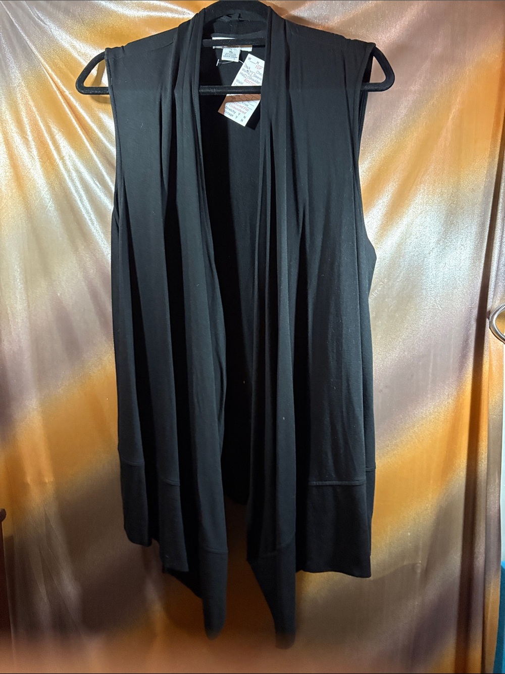 Liz Claiborne Weekend Black Sleeveless Open-Front Drape Vest F2